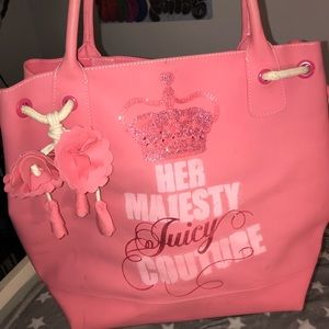 Juicy Couture pink vinyl large tote bag